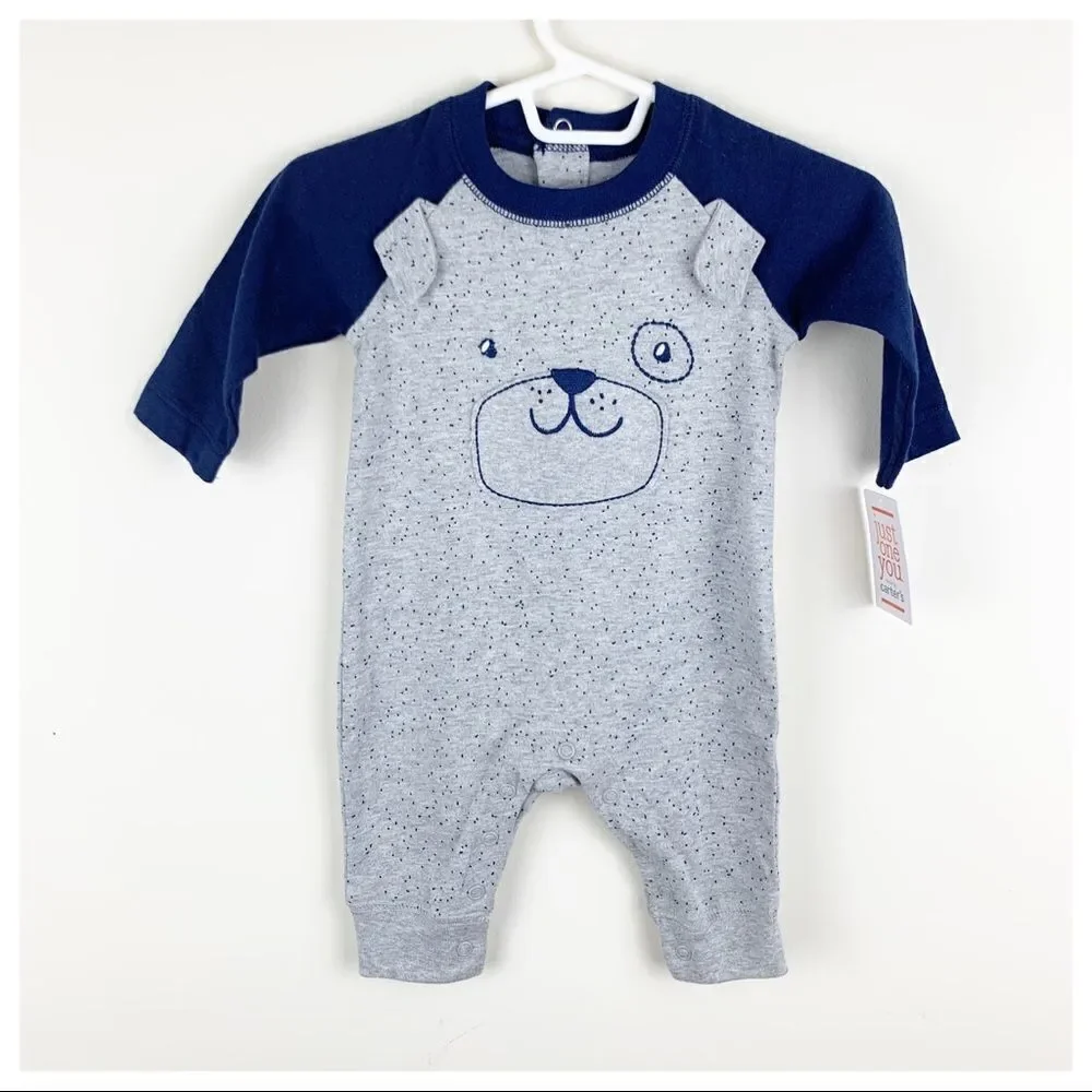 ‎Carter’s Blue/Gray Puppy Dog Onesie w/Ears NWT